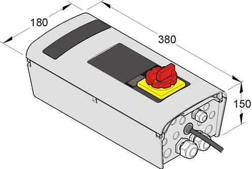 3.3 Bedieningseenheden 3.3.1 Afmetingen 950-serie: 3.3.2 Functies L SD LA SD DLA SD LSA SD DLSA SD Dodemansknop Auto-impulsknop Stroomonderbreker Noodstopknop 400 V 230 V Onderhoudsmelder