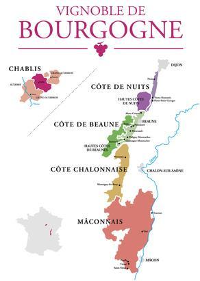 Beaune is de belangrijkste stad in deze streek. Het hart van de wijnstreek wordt gevormd door 4 regio s.