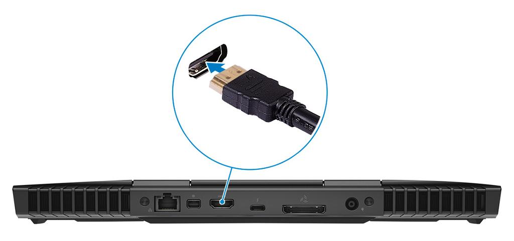 com/vrsupport. 2 Sluit de HDMI-kabel van de HTC Vive headset aan op de achterkant van uw computer. 3 Sluit de USB-kabel van de Vive-hub aan op de USB 3.