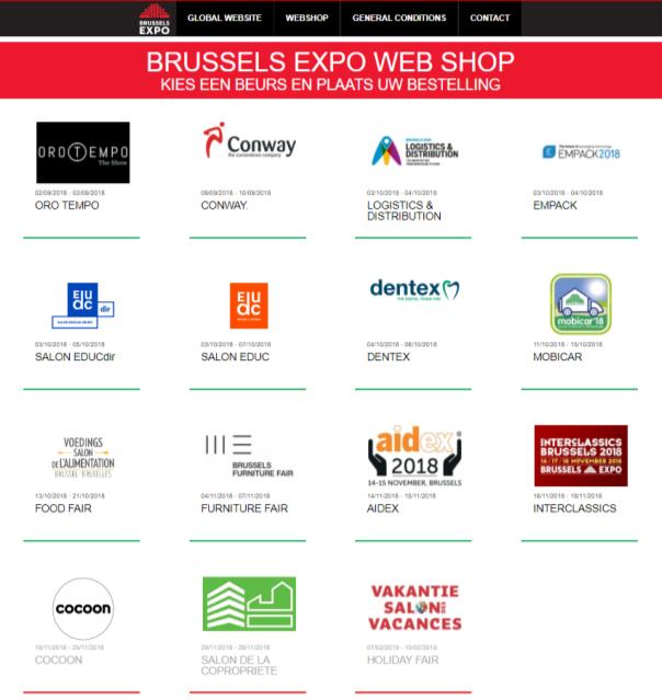 3.1.2 Registratie web shop Nieuwe gebruikers Als nieuwe gebruiker ontvangt u van BRUSSELS EXPO een uitnodigingsmail met een link naar de web shop om u te registreren.