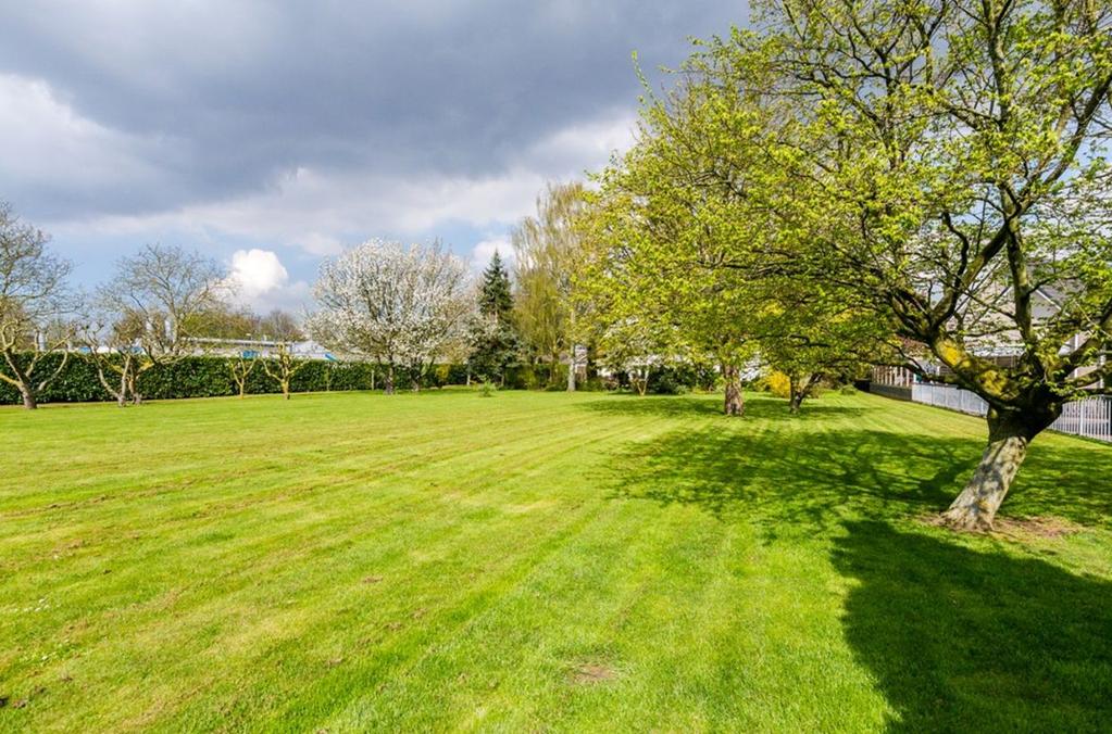 Ligging en indeling Tuin Riante tuin met een grote vijverpartij, een boomgaard, een zeer groot grasveld en een