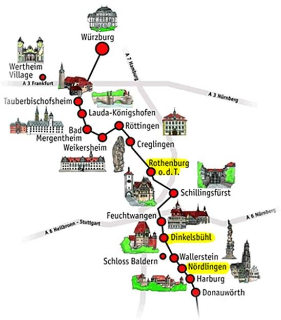 Busreis Duitsland van 5 t.e.m. 10 augustus 2018 We gaan op romantische busreis naar Bad Mergentheim in Duitsland, aan de superbekende Romantische Strasse.