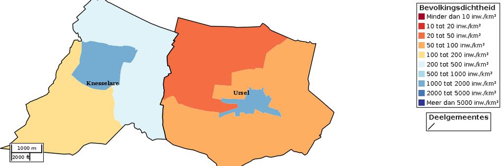 Kaartvisualisatie inwoners per statistische sector (wijk) voor Bron: