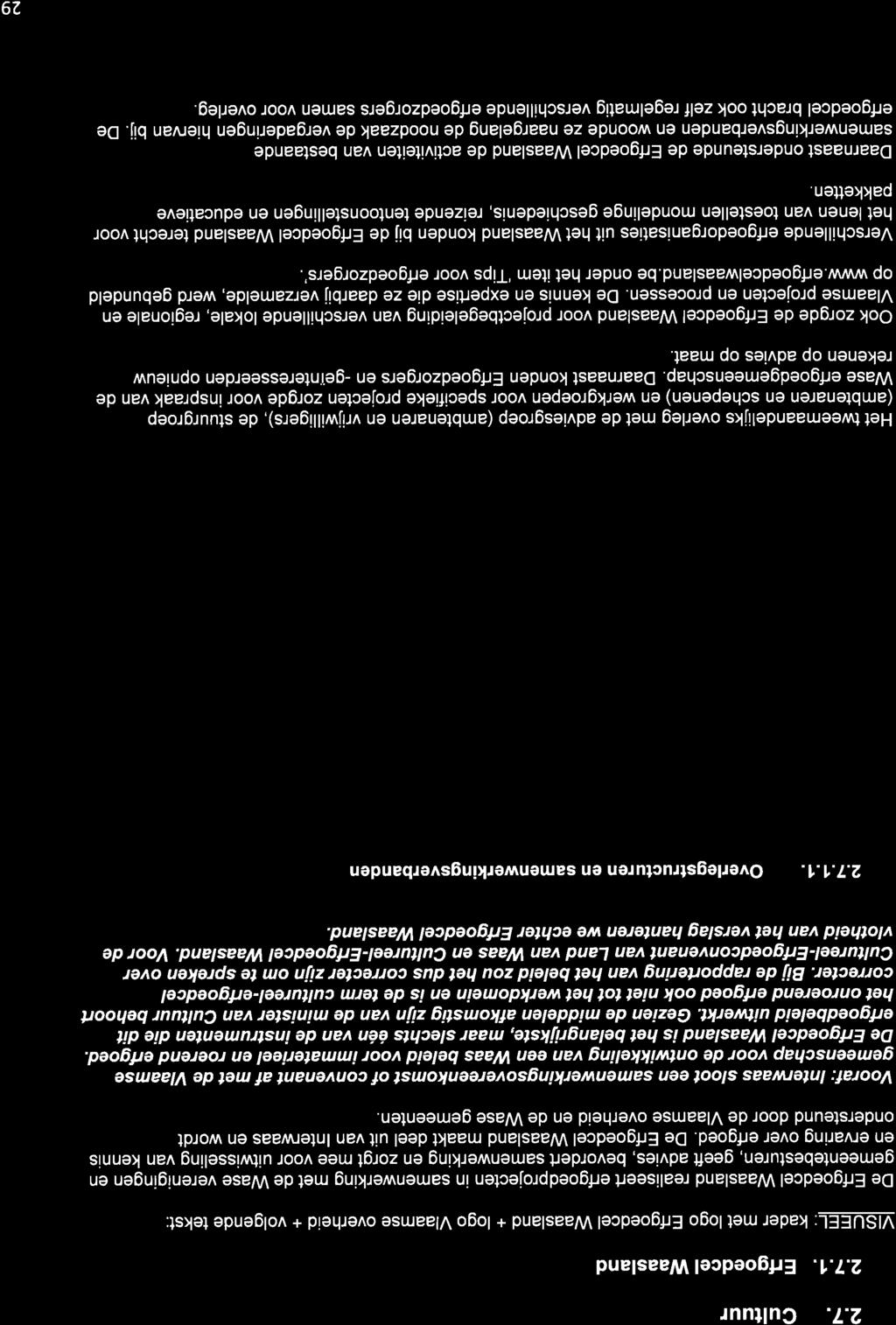 2.7. Gultuur 2.7.1, Erfgoedcel Waasland VISUEEL: kader met logo ErfgoedcelWaasland + logo Vlaamse overheid + volgende tekst: De Erfgoedcel Waasland realiseert erfgoedprojecten in samenwerking met de