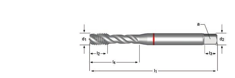 E260 E261 E260 E261 M Machine Tap Spiral Flute 45º Red Shark, back tapered M Maschinen-Gewindebohrer, rechtsgedrallte Nuten 45º, Rotring Shark, abgeflacht M Machinetappen, spiraalgroeven 45º, Red