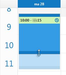 Werking van de kalender Items toevoegen Klik in het kalenderscherm op de begintijd van de activiteit. Houd de muisknop ingedrukt en sleep naar de gewenste eindtijd.