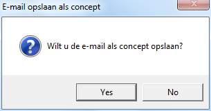 5. Bevestig de gemaakte keuze via de knop. Hierna wordt Microsoft Outlook gestart. U kunt hier het e-mailbericht nog aanpassen, zoals het aanvullen van de tekst of het invoegen van een extra bijlage.