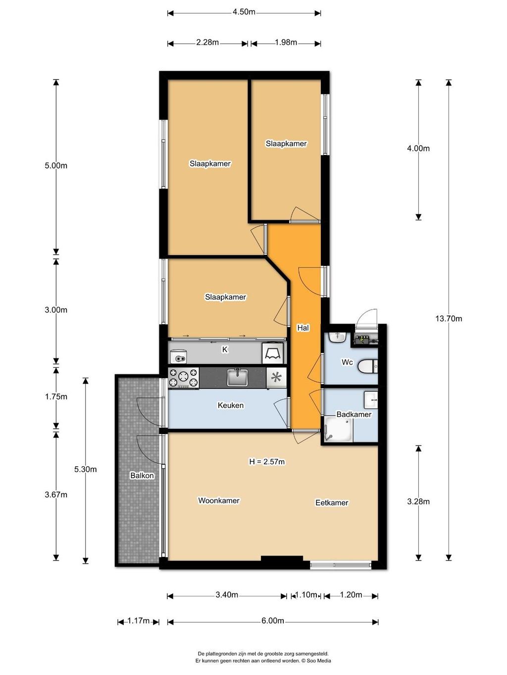 Plattegrond Kamperfoelielaan 3 Oegstgeest 2 e etage: www.