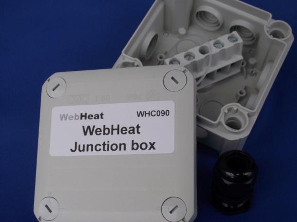 WebHeat Junction Box WHC090 Een 114mm x 114mm aansluitdoos met aansluitblok
