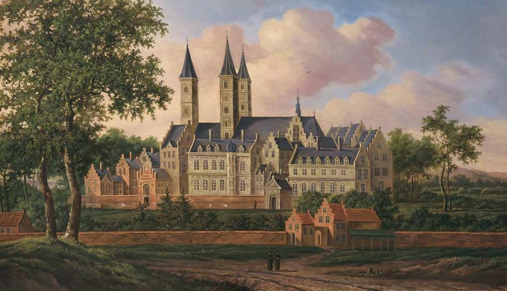 6 De abdij van Egmond in volle glorie, geschilderd door Jan Jacobsz. van der Croos in 1681.