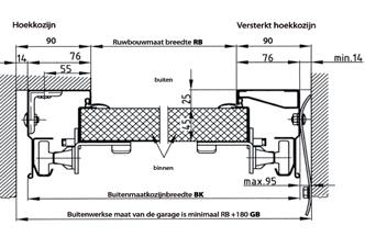 Novoferm E Type iso 45 Torsieveren Voorliggende torsieveren (VL) 5 mm. (bij Novomatic 20 mm. Inbouwdiepte Novomatic aandrijving (zie pag. 20) Inbouwdiepte = deurhoogte + 620 mm. (incl.