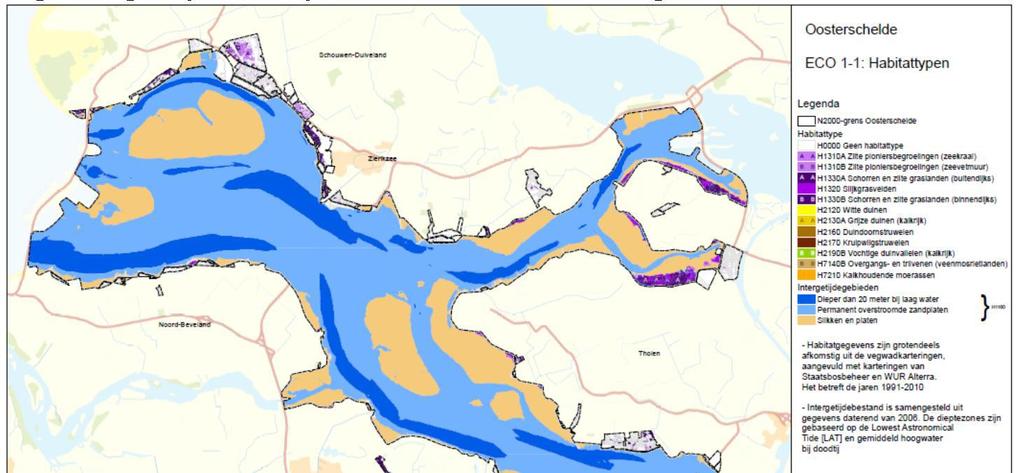 verbetering van de kwaliteit. Het habitattype Grote baaien komt in Nederland alleen voor in de Oosterschelde. De relatieve bijdrage van de Oosterschelde is dan ook groot.