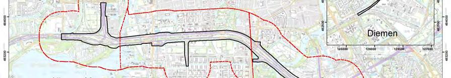 De deelgebieden 1 t/m 3 liggen in het gebied tussen het knooppunt Nieuwe Meer en knooppunt Amstel en het deelgebied 4