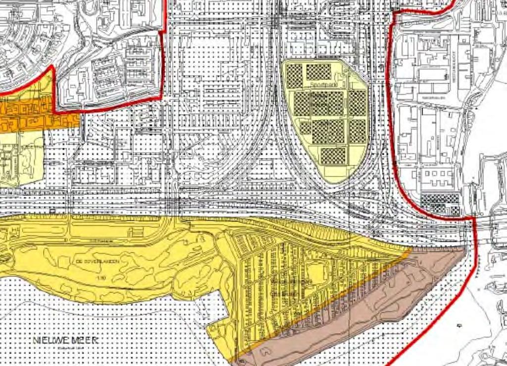 5.4.1 ONDERZOEKEN IN DEELGEBIED 1 Afbeelding 5.7 Beleidskaart uit rapport 12-107 Archeologisch bureauonderzoek, Plangebied Nieuwe Meer, Stadsdeel Nieuw West.