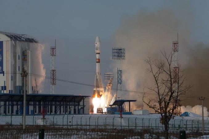vrij snel na liftoff van de Sojoez 2.1b vanaf de gloednieuwe Russische lanceerbasis Vostochny, gelegen in de regio Amur in het verre oostelijke deel van Rusland.