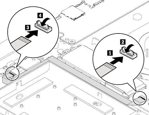 11. Sluit de kabel aan en bevestig de aansluitingen. 12. Plaats de klep aan de onderkant van de computer terug. 13. Keer de computer om.