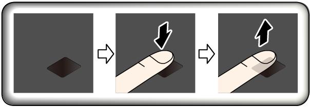 Uw vinger scannen Tik op de vingerafdruklezer met het bovenste vingerkootje om uw vinger te scannen en houd uw vinger een of twee seconden op de lezer. Gebruik niet teveel druk.