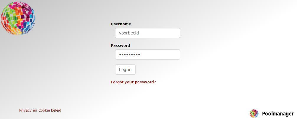 Inloggen op Poolmanager web Om Poolmanager Web te benaderen kunt u de algemene link gebruiken van het portaal: www.poolmanager.