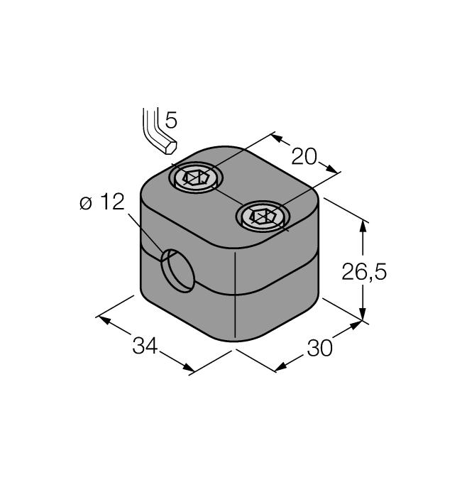 32 mm bij sensoren BIM-EG08; bij gebruik met Q25L: aanbevolen afstand tussen sensor en magneet: 3 4 mm DM-Q12 6900367 bedempingsmagneet; rechthoekig