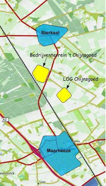 2. Ontsluiting Bedrijventerrein t Chijnsgoed en LOG Probleemstelling: De activiteiten op bedrijventerrein t Chijnsgoed en toekomstige LOG brengen een groot aantal verkeersbewegingen (ca 500 per