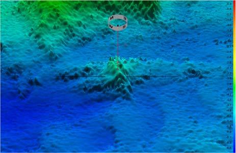 De side scan sonarbeelden maken dit duidelijk, het geringe hoogteverschil in de waterbodem verloopt vloeiend, zonder dat er objecten uit de bodem steken. Afbeelding 12.
