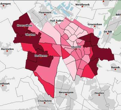 Figuur 6 Opkomstpercentages bevolkingsonderzoek borstkanker gemeente Utrecht per postcode 2016-2017 3.2.3 Verwijscijfers In 2017 zijn 5.