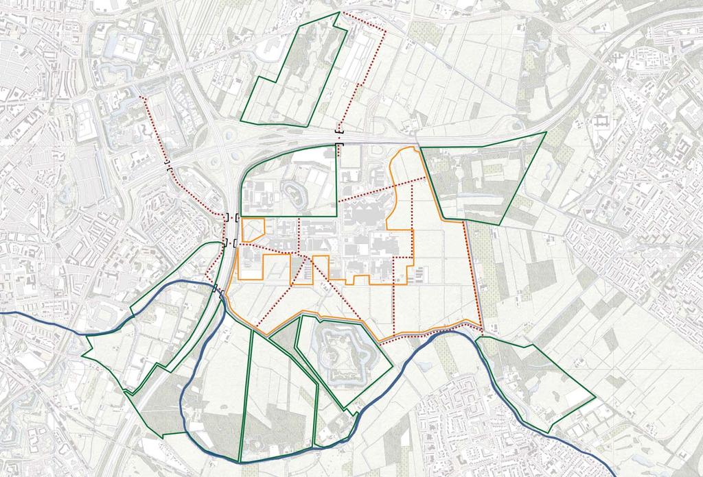 2. Schakel tussen stad en landschap richting Fort Voordorp Fort de Bilt Sandwijck (natuur) Park aan de Hoofddijk (recreatie) landgoed Oostbroek (natuur) De Uithof landbouw