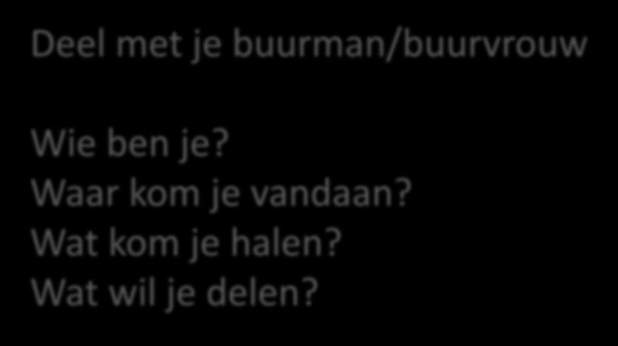 WENSEN / VERWACHTINGEN Deel met je buurman/buurvrouw Wie ben