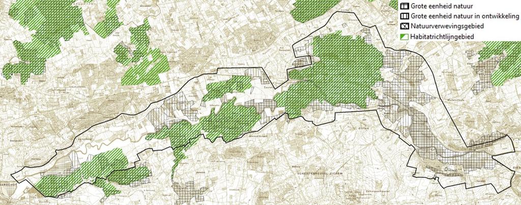 Figuur 32.. Gebieden van het Vlaamse Ecologisch Netwerk en Natura 2000 Oude alluviale bossen, met oude bosflora zijn eerder zeldzaam in dit deel van de Demervallei.