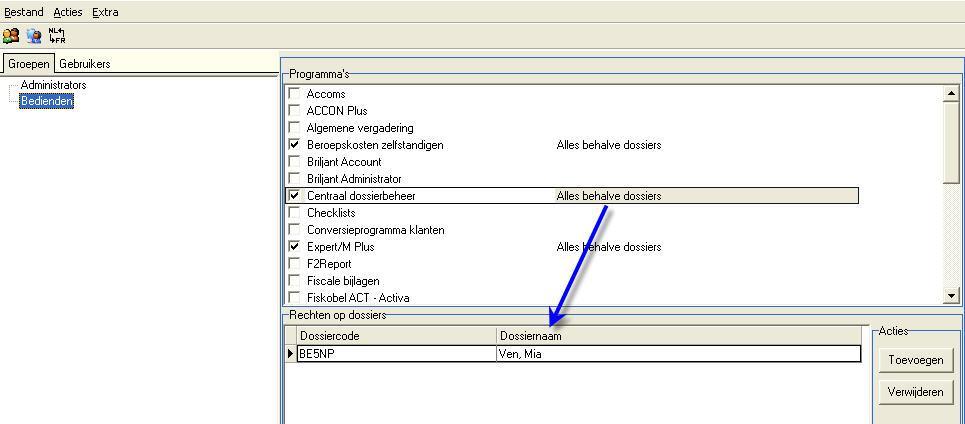 Gebruikersrechten In het gebruikersbeheer kunt u ook beperkte rechten toekennen aan gebruikers/groepen.