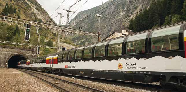 Puur genieten van de bergen _)1\ 15674 Set personenrijtuigen Gotthard-Panorama- Express (GoPEx) Voorbeeld: Sneltreinrijtuig van het type Apm van de Schweizerische Bundesbahnen (SBB/CFF/FFS).