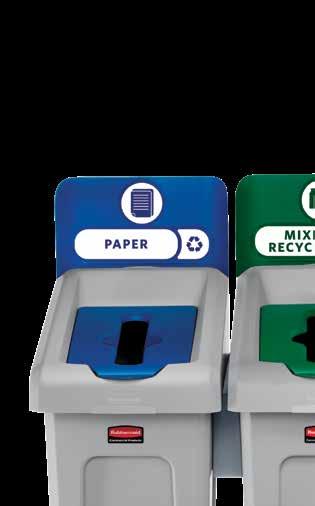 labels voor de verschillende afvalstromen zijn voorzien van 3 visuele hints: het