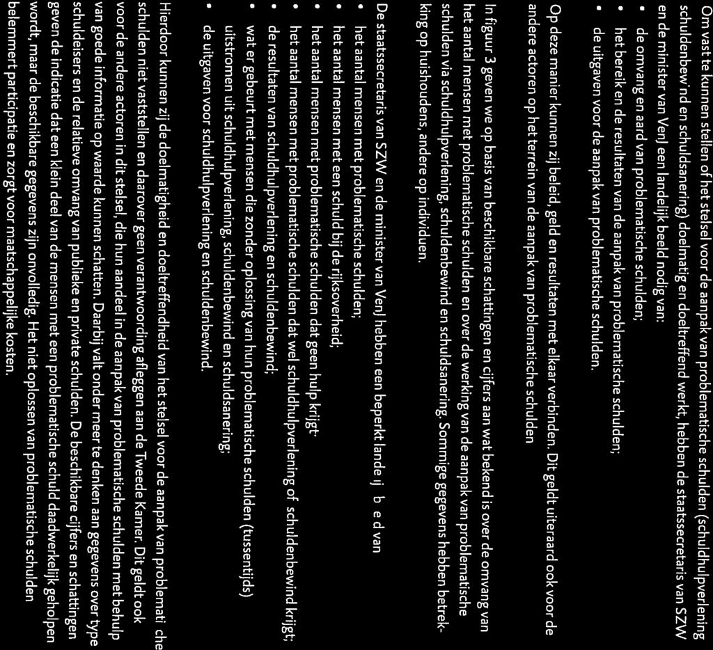 ri[1f1 Gegevens omvang en aanpak problematische schulden (werking) en de van minister Venj een landelijk beeld nodig van: de omvang en aard van problematische schulden; het bereik en de resultaten