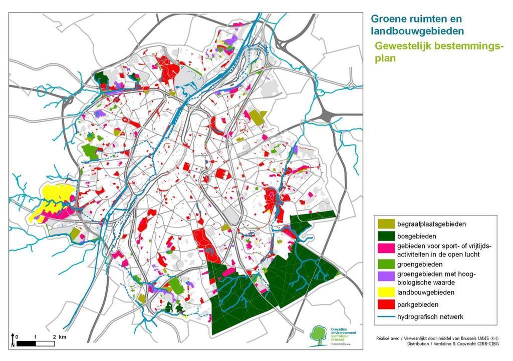 3. Gebieden die beschermd zijn krachtens de regelgeving inzake ruimtelijke ordening: groene ruimten en landbouwzones van het Gewestelijk Bodembestemmingsplan (GBP) Planningsinstrumenten spelen een