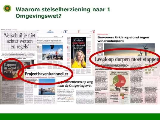 5 minuten waarover gaat de Inspiratiegids? Sheet 3-12 Even stapje terug. De omgevingswet van 2022 een stelselherziening van: 26 wetten, 60 AMvB s, 75 ministeriele regelingen, 50.