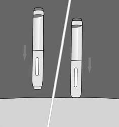 Druk de voorgevulde pen zo stevig tegen de huid dat de naaldbeschermhuls volledig is ingetrokken (zie afbeelding 6).