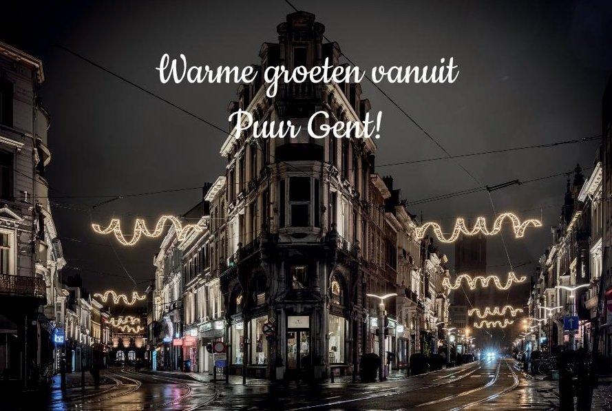 Warme groeten van PUUR GENT PUUR GENT verstuurt tijdens de eindejaarsperiode postkaarten met 'Warme groeten uit Gent'. Niet alleen naar Gentenaars, maar ook naar 3.000 adressen in de Gentse rand.