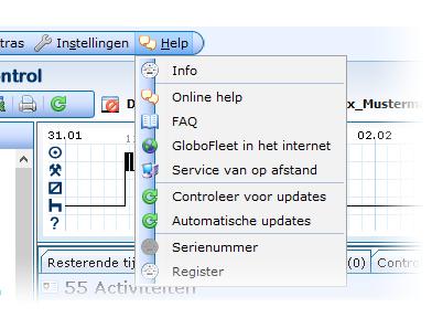 Menu CardControl 1 2 3 4 5 6 7 8 9 1 Help > Info Toont informatie over de softwareversie. Het toont ook de systeeminformatie van het applicatie geïnstalleerd en beschikbaar is.
