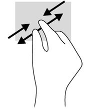 Draaien (alleen bepaalde modellen) U kunt met uw vingers items zoals foto's draaien. Wijs een object aan en plaats de wijsvinger van uw linkerhand op de touchpadzone.