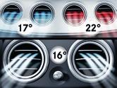 De temperatuur kan afzonderlijk voor de bestuurder en voorpassagier worden geregeld. Al naargelang de gekozen instelling wordt de lucht automatisch gekoeld of verwarmd.