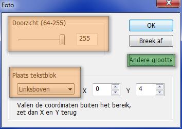 tekstblok in Klik op OK' als alles goed staat.