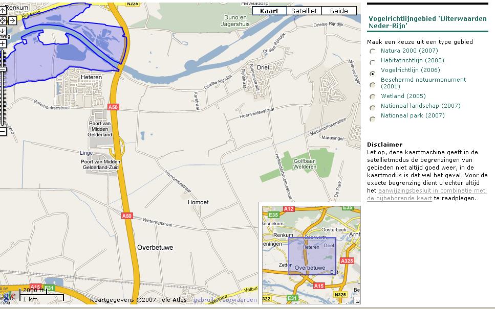 Zie onderstaande kaart. Het bedrijf ligt op ongeveer 3.175 meter van de uitloper van het Vogelrichtlijngebied Neder Rijn (gebied nr. 57).