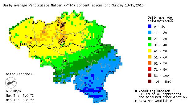 2.1 Winter- en lentesmog In België is er sinds 01/11/2016 naast het smogalarm, dat geactiveerd wordt wanneer de voorspelde daggemiddelde PM 10 -concentraties gedurende twee opeenvolgende dagen de