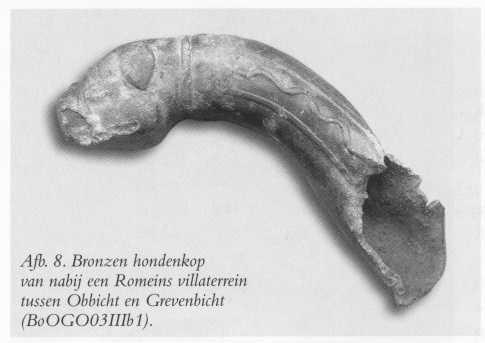 Romeinse bronzen hondenkop van Obbicht/ Grevenbicht In de nabijheid van een Romeins villaterrein nabij Obbicht en Grevenbicht vond ik in maart een bijzonder metalen voorwerp in de vorm van een