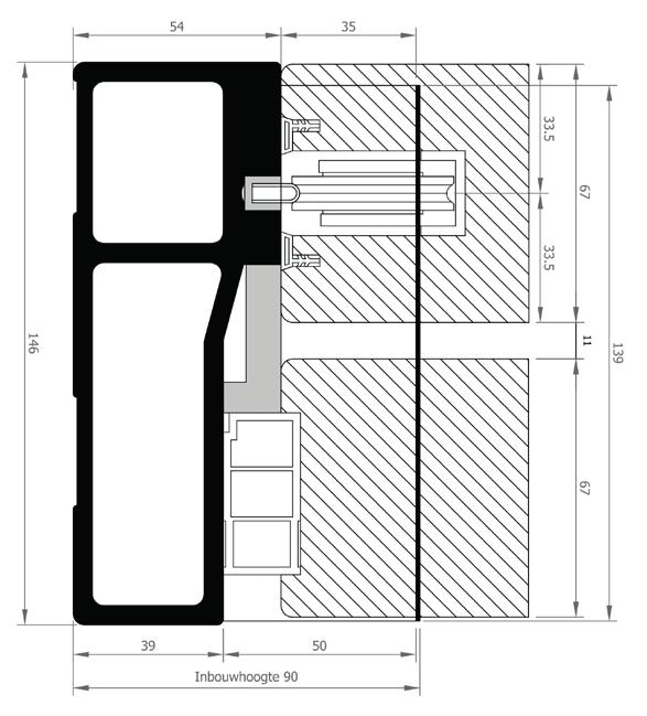 De lengte is maximaal 6.6 m, grotere lengtes zijn mogelijk door toepassen van een koppelstuk.