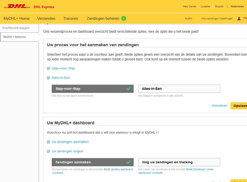 8 Menubalk > MyDHL+ beheren > Uw MyDHL+ dashboard 9 Zendingen aanmaken Voer simpelweg uw zendingsgegevens in om te starten. Zo eenvoudig is het.