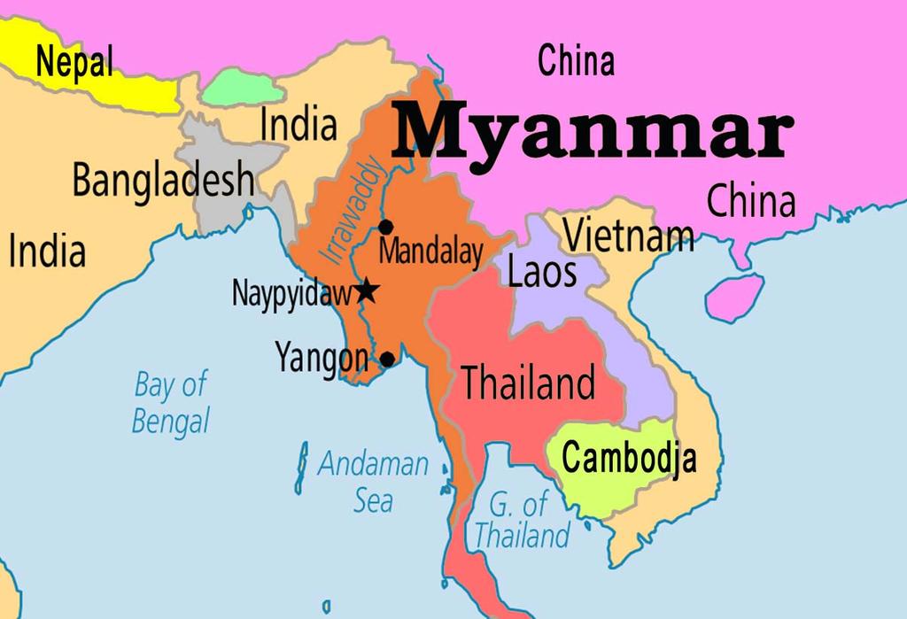 MYANMAR Myanmar is een arm land in het verre oosten. De militairen waren bijna vijftig jaar de baas in het land en onderdrukten de bevolking. Ze staken veel geld in hun eigen zak.