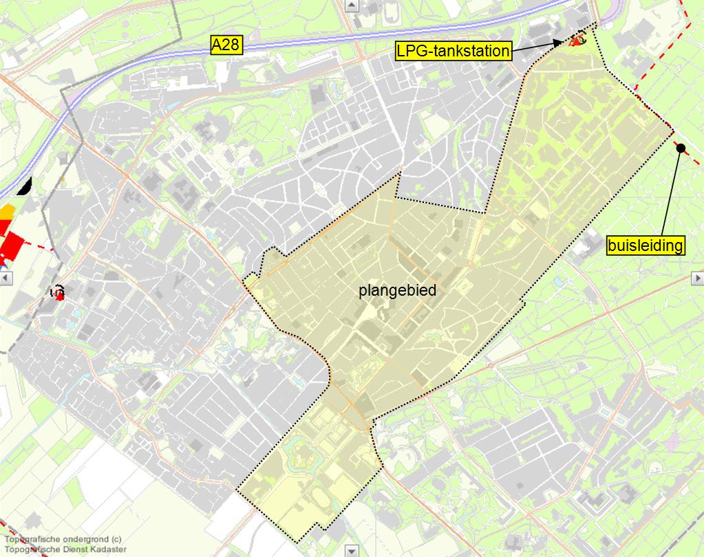 Situatie Voor een inventarisatie van de risicobronnen in en om het plangebied is de Risicokaart van de Provincie Utrecht geraadpleegd. In figuur 6 (en in bijlage 9) is het plangebied weergegeven.