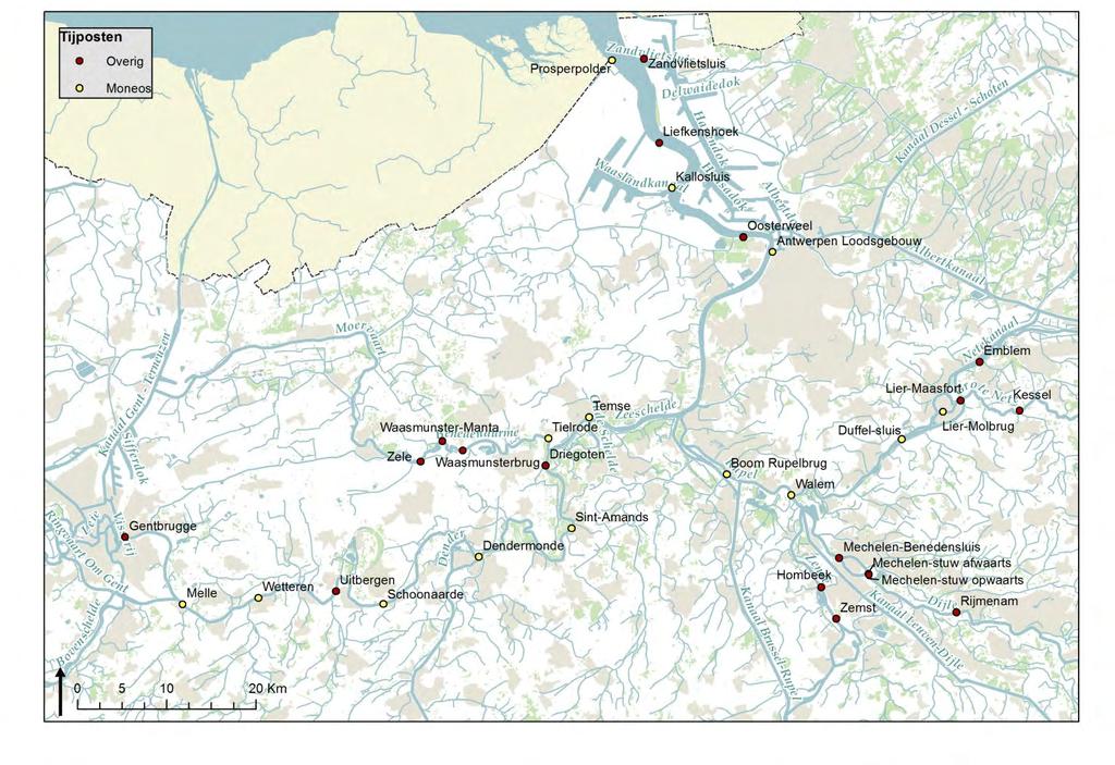 2 Jaaroverzicht getijwaarnemingen Langsheen het Schelde-estuarium worden op verschillende locaties de waterstanden continu gemeten door Rijkswaterstaat (Westerschelde) en het Waterbouwkundig