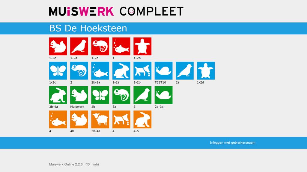 Visueel inloggen voor het primair onderwijs Ook voor de jongsten op school heeft Muiswerk krachtige modules zoals Woordstart, Leesstart, Rekenen op maat 1, 2, 3 enz.